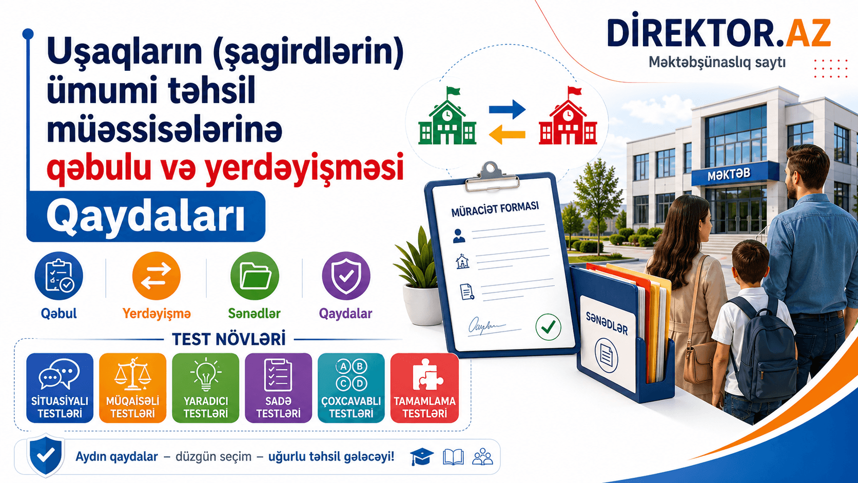 Şagirdlərin məktəbə qəbulu və yerdəyişməsi Qaydaları + TESTLƏR