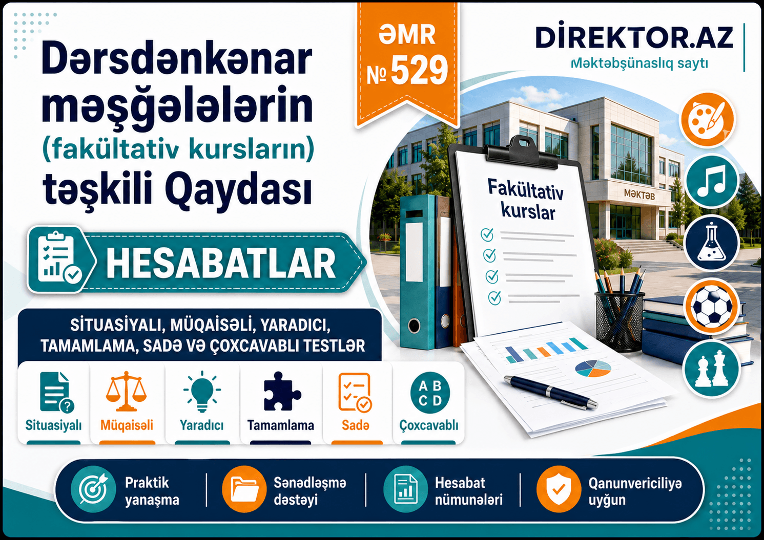 Məktəbdə dərsdənkənar məşğələlərin təşkili Qaydası +hesabatlar+ TESTLƏR