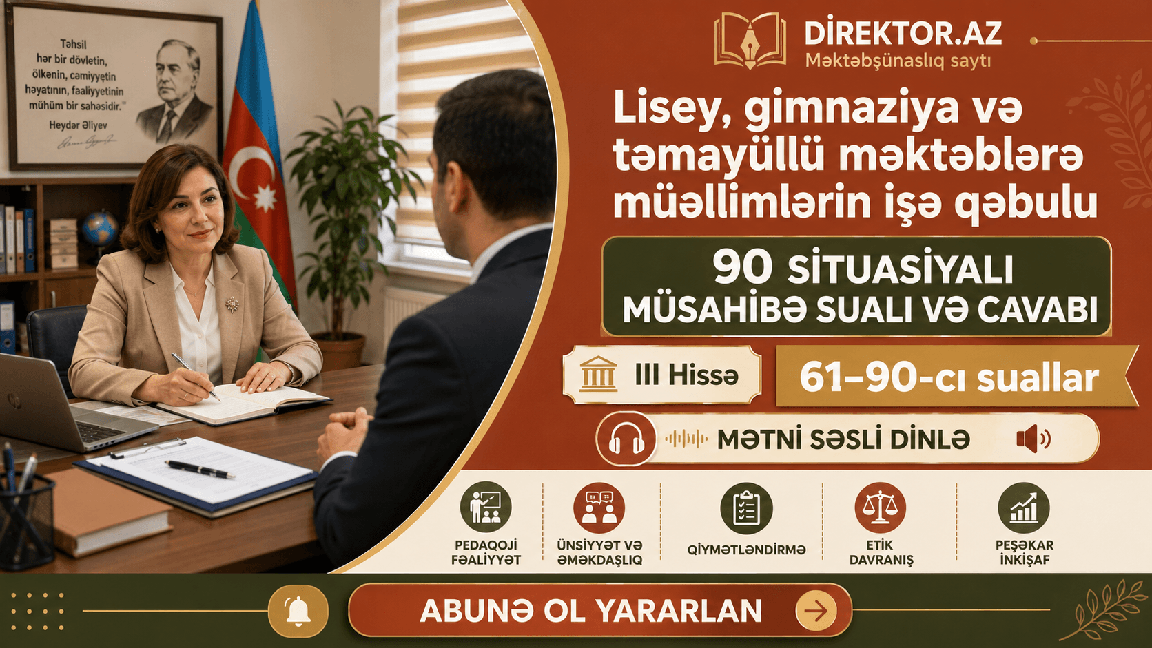 Lisey, gimnaziya və təmayüllü məktəblərə müəllimlərin işə qəbulu: 90 situasiyalı müsahibə sualı və cavabı III Hissə