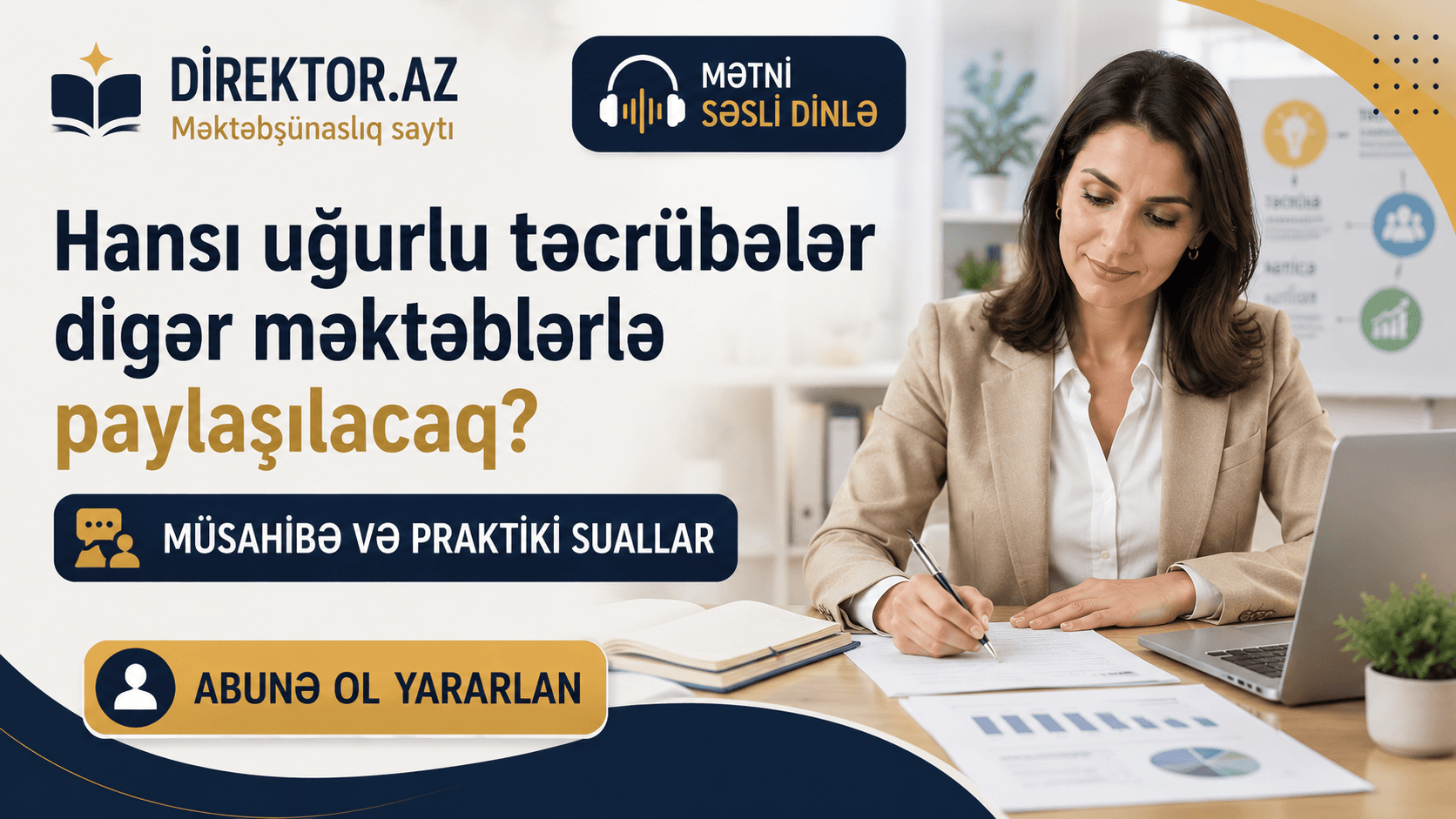 Hansı uğurlu təcrübələr digər məktəblərlə paylaşıla bilər ? Müsahibə və praktiki suallar . Testlər.