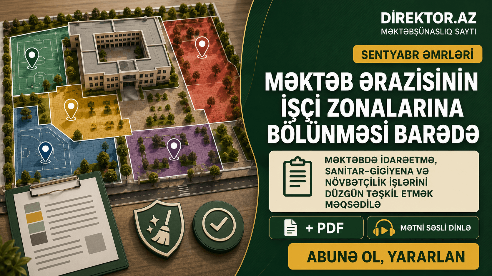 Sentyabr əmrləri - Məktəb ərazisinin işçi zonalarına bölünməsi barədə. +PDF