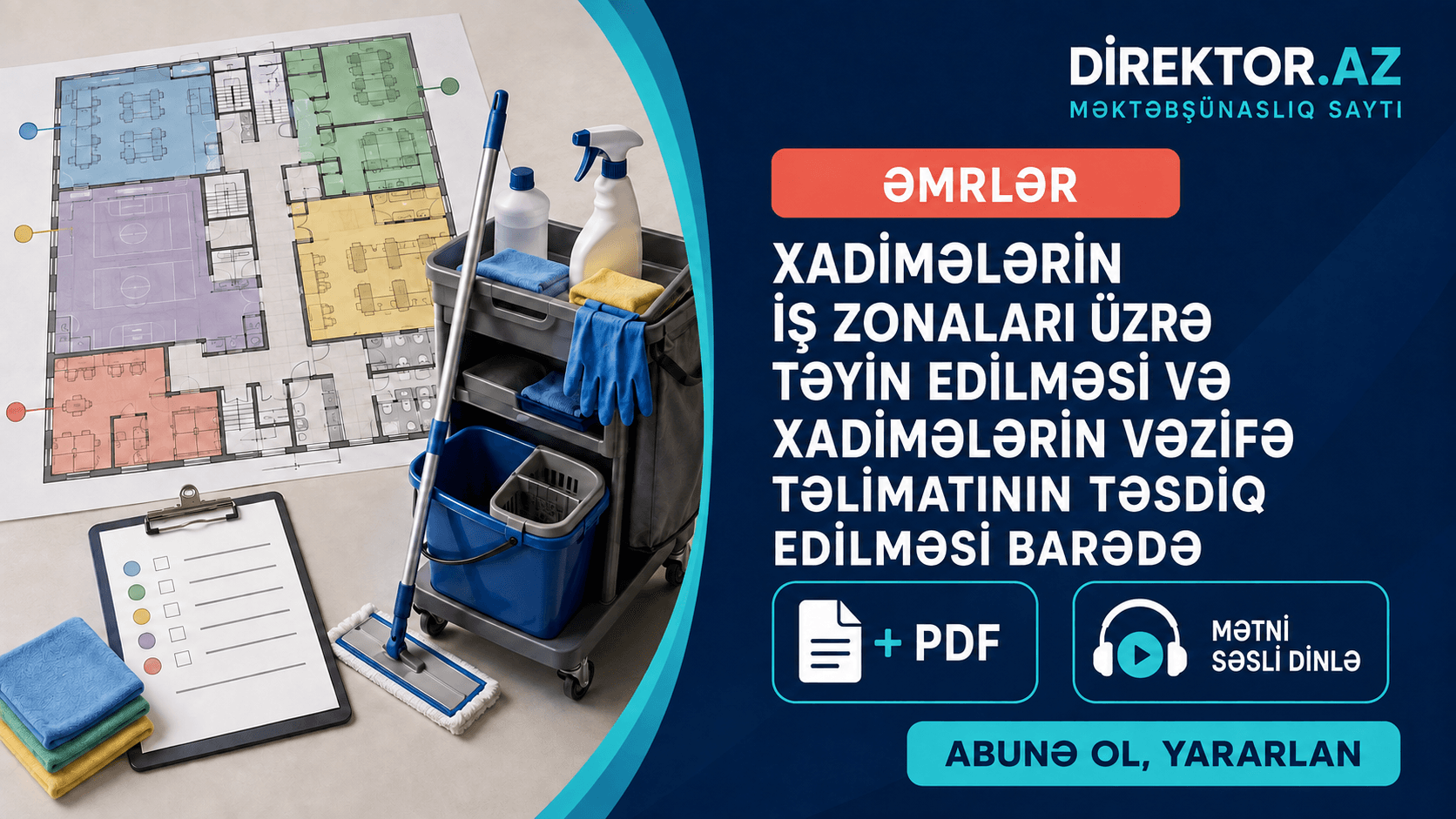 Əmrlər-Xadimələrin iş zonaları üzrə təyin edilməsi və xadimələrin vəzifə təlimatının təsdiq edilməsi barədə. +PDF