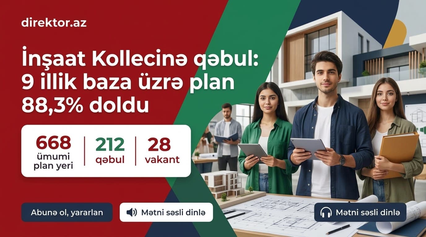 İnşaat Kollecində tələbə qəbulunun nəticələri açıqlanıb