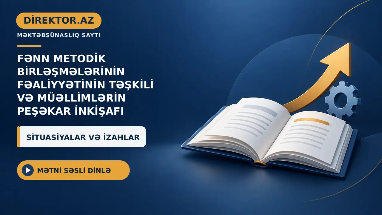 Fənn metodik birləşmələrinin fəaliyyətinin təşkili və müəllimlərin peşəkar inkişafı. Situasiyalar və izahlar
