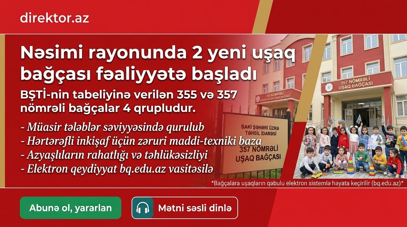 Paytaxtda iki bağça fəaliyyətə başlayıb.