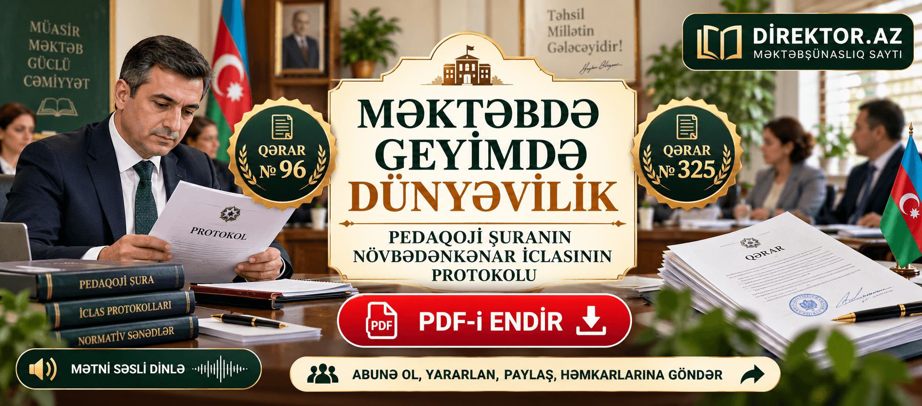 Məktəbdə geyimdə dünyəvilik — Pedaqoji Şuranın növbədənkənar iclasının protokolu PDF