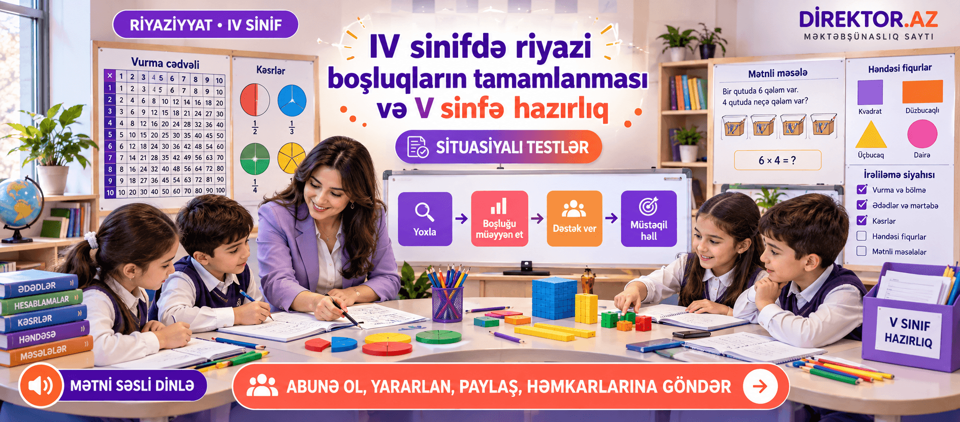 IV sinifdə riyazi boşluqların tamamlanması və V sinfə hazırlıq. Məktəb situasiyaları