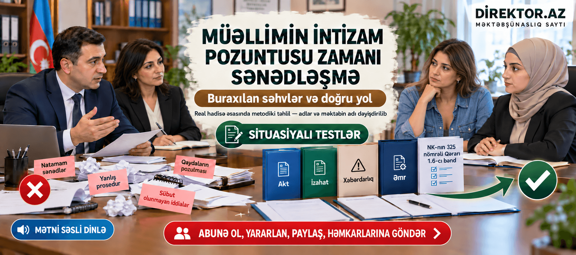Direktorlar üçün: Müəllimin intizam pozuntusu zamanı sənədləşmə: buraxılan səhvlər və doğru yol. Real məktəb situasiyaları