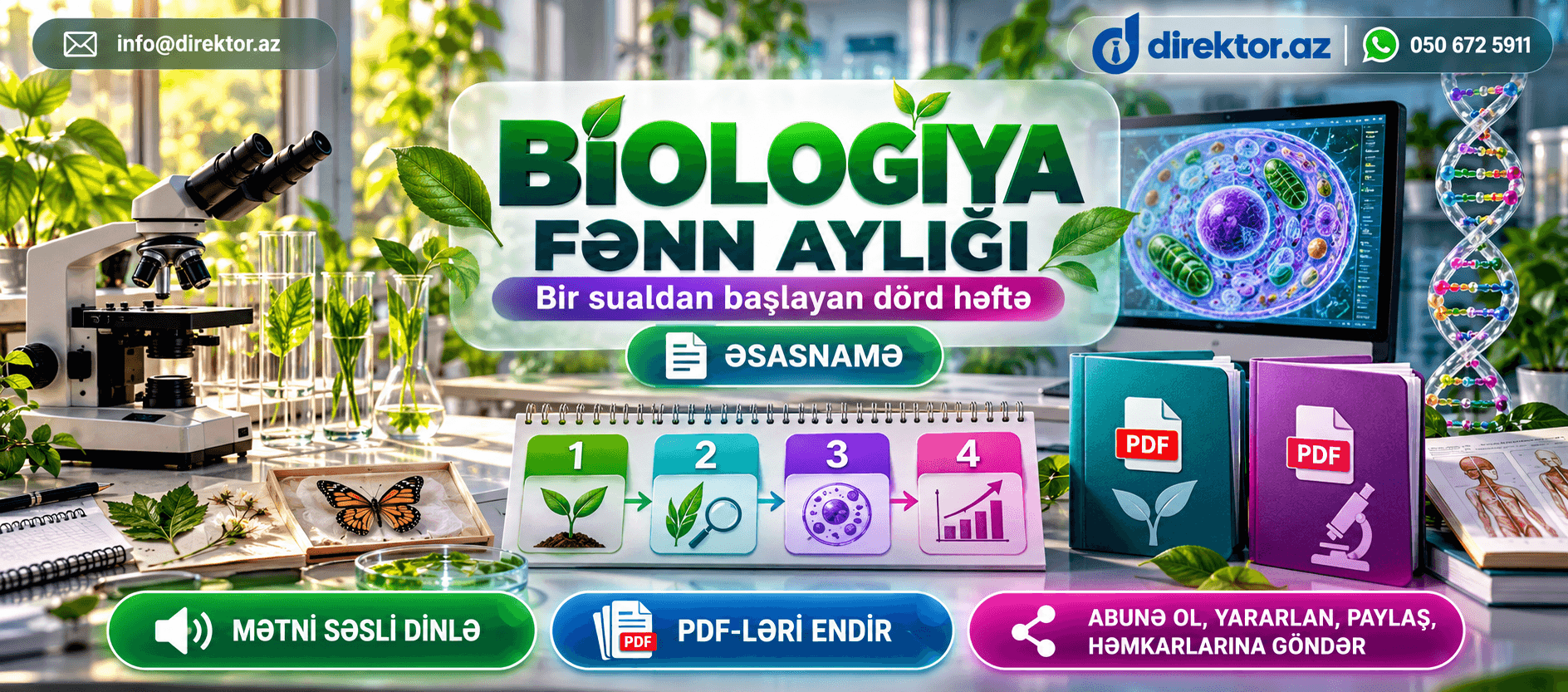 Biologiya fənn aylığının Əsasnaməsi, fənn aylığı: bir sualdan başlayan dörd həftə. PDF-lər