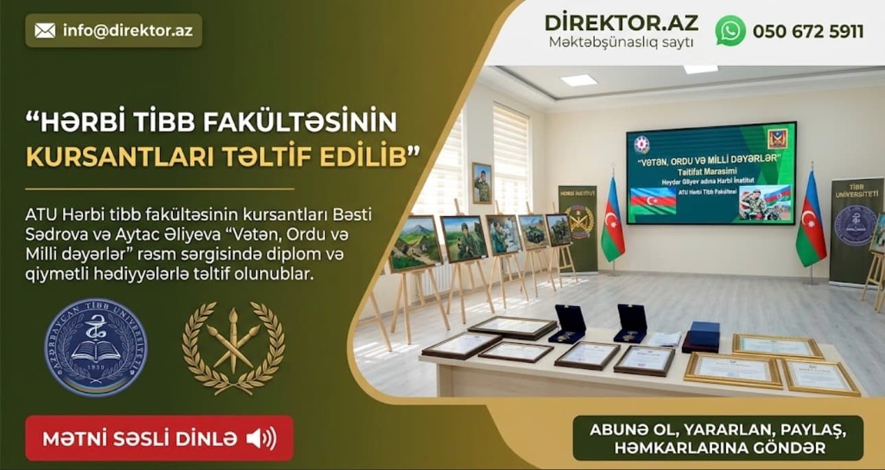 Tibb Universitetinin hərbi tibb kursantları rəsm sərgisində mükafatlandırılıb