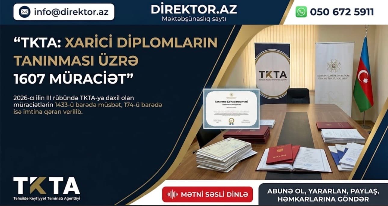 Xarici diplomların tanınması ilə bağlı 174 müraciət qəbul edilməyib