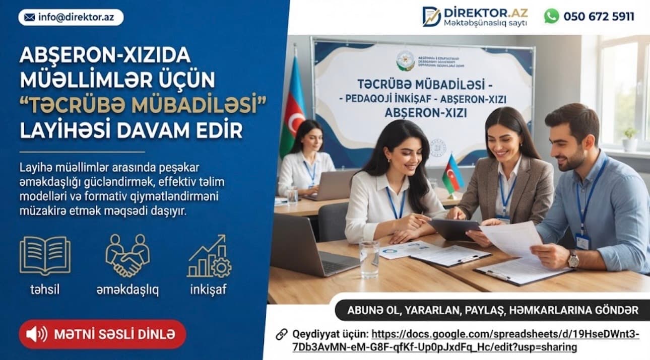 Abşeron-Xızı RTİ müəllimlər üçün “Təcrübə mübadiləsi” layihəsi keçirir