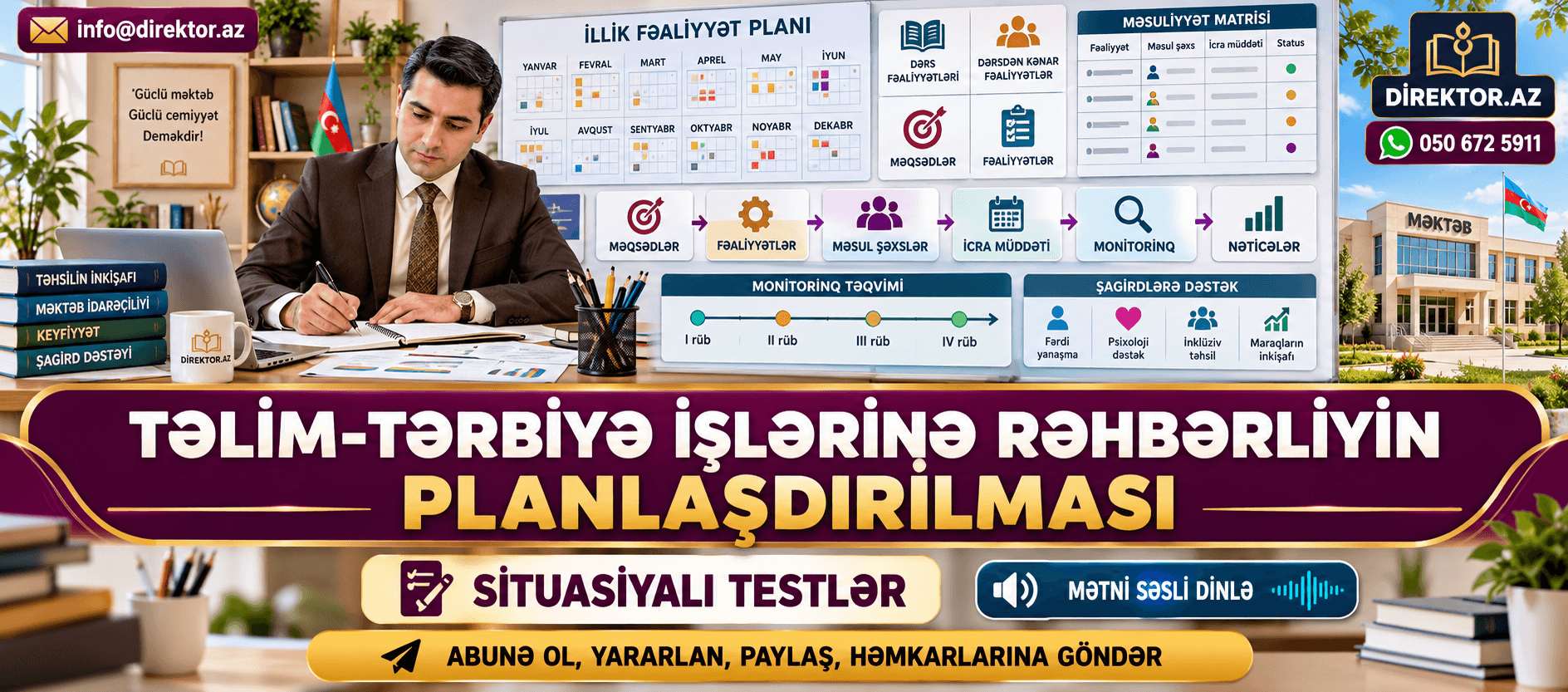 Təlim-tərbiyə işlərinə rəhbərliyin planlaşdırılması — Məktəb situasiyaları